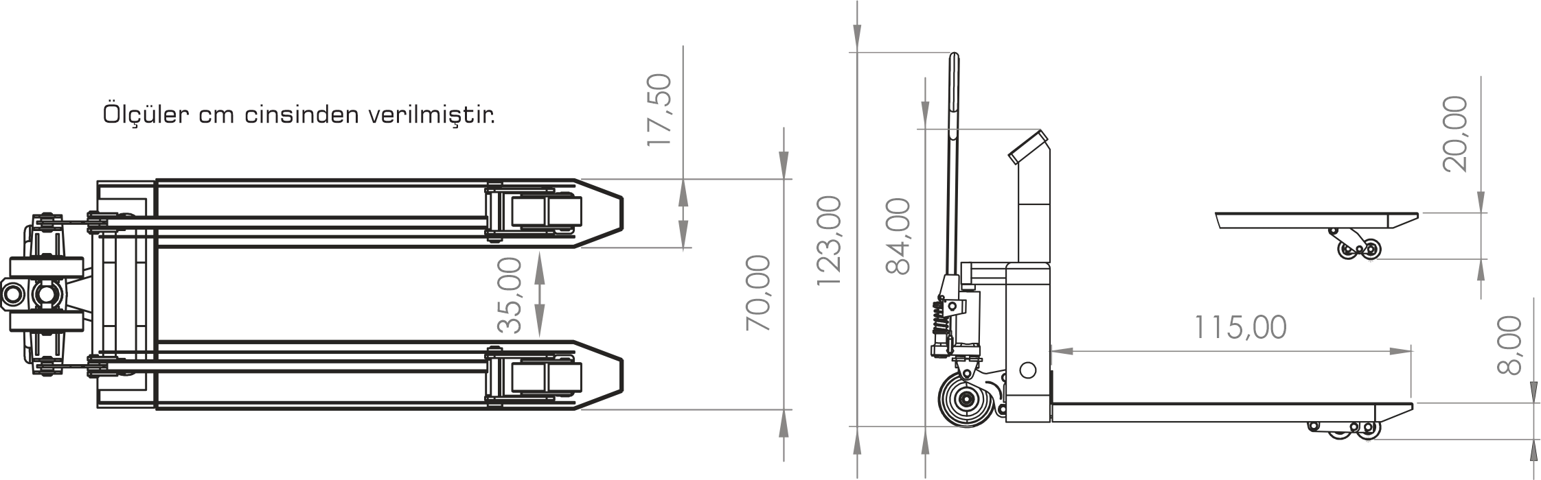 Tem Transpalet Baskül Beko Geniş Şase 92x115 Cm 2 Ton 1 Kg